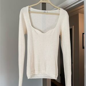 Cream Long Sleeve Knit Top
